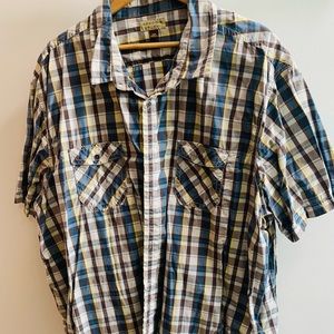 Mens button down, Sonoma, 3XB, blue brown and yellow